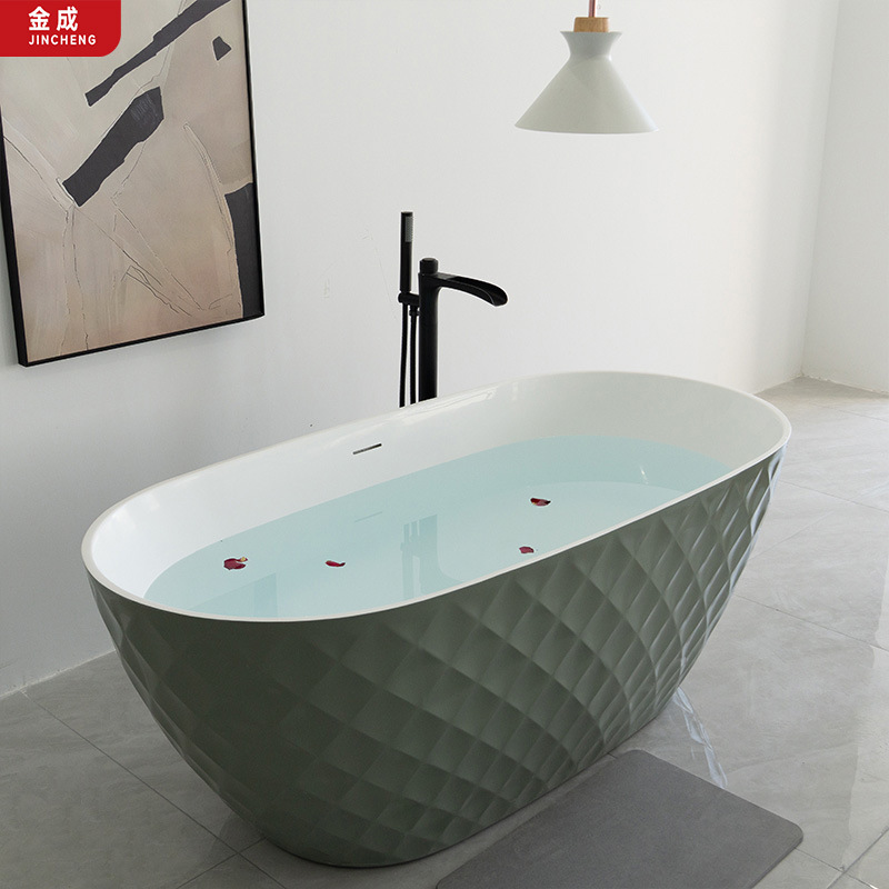 Jincheng Low Price Green Freestanding Bathtub 150cm with Drain and Overflow Oem Service for Home Bathroom