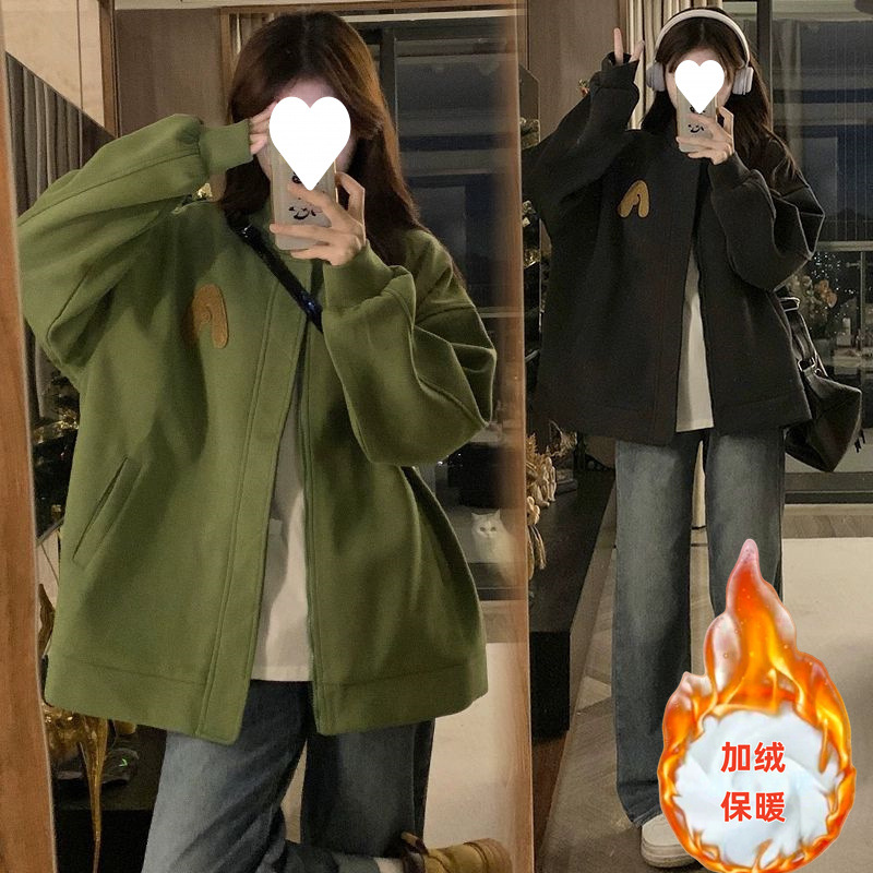 여성 가을 ??겨울 야구 유니폼 2024 신상품 트렌드 소형 루즈 레트로 짧은 자수 재킷 윈드브레이커 코트