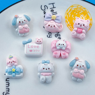 Glossy Cartoon Animal Cute Bow Tie Red Panda Cat Hairpin Hair Rope Grabber Cream Glue DIY Resin Accessories
