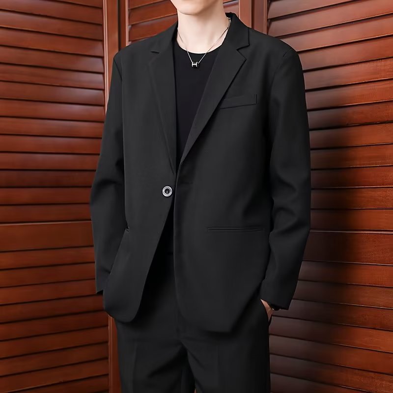 秋季轻熟风男装外套小西装时尚商务正装修身休闲百搭西服英伦帅气