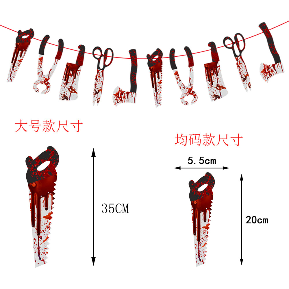Transfronteriza nueva decoración de la fiesta de Halloween tire de la bandera Festival fantasma diseño de la Casa Encantada tire de la flor mano y cuchillo de pie tire de la bandera