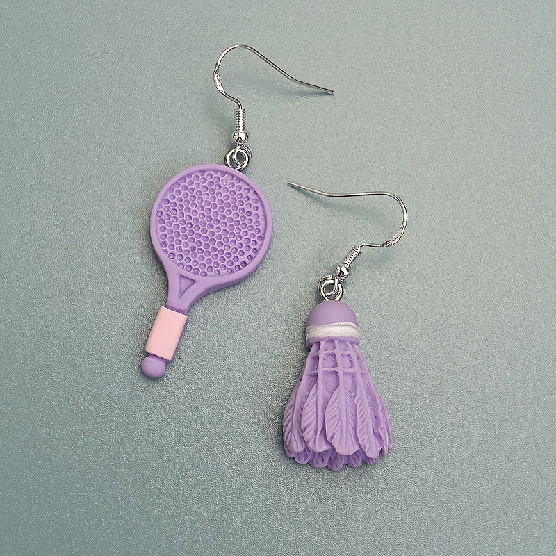 Großhandel Schmuck Neuheit Badminton Schläger Kunststoff Tropfenohrringe display picture 2