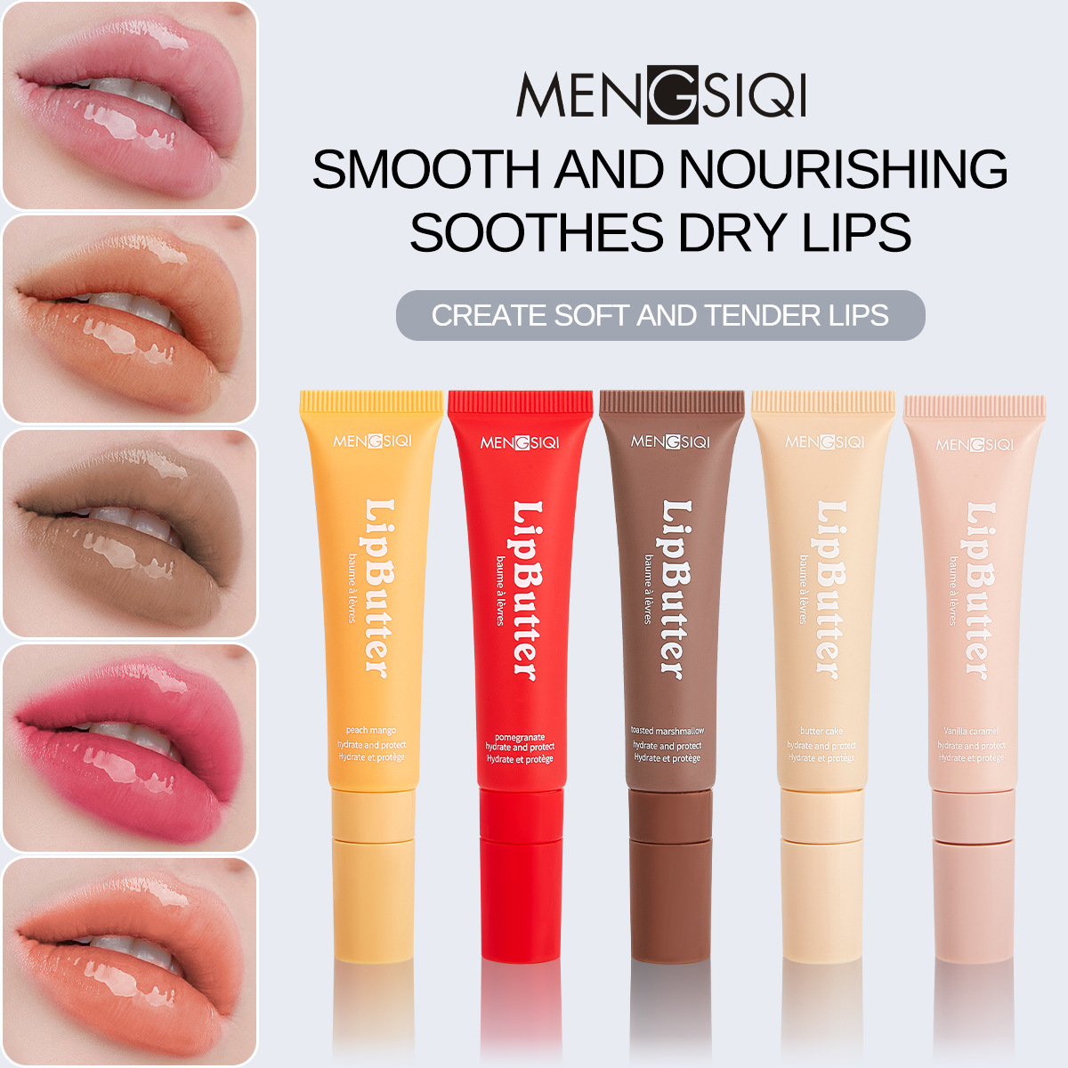 MENGSIQI lubricante suave humectante desvanecimiento de las líneas labiales hidratante anti-agrietamiento labial cuidado labial lubricante transfronterizo mayorista