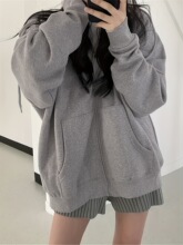 B 98130 Oversize Fish Scale Zipper Hoodie �������¿���