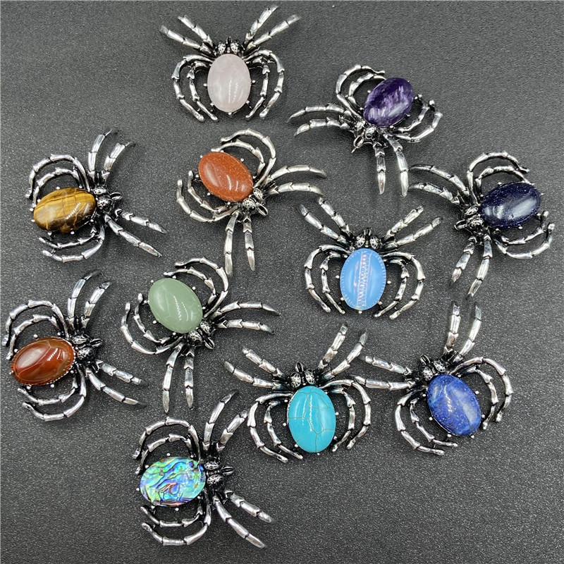 Gem Inlaid Spider Multicolor Pendant Brooch Dual-purpose Necklace Brooch Diy Accessories display picture 20