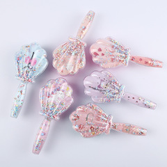 新款卡貝殼梳哇伊風透明按摩美發梳塑料彩虹梳子便攜式