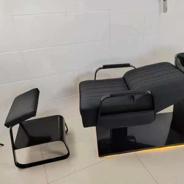 Barbería de celebridades de Internet, cama de champú, peluquería, lavabo profundo de cerámica, peluquería, cama de descarga, cama de masaje semi-reclinada, estándar oficial