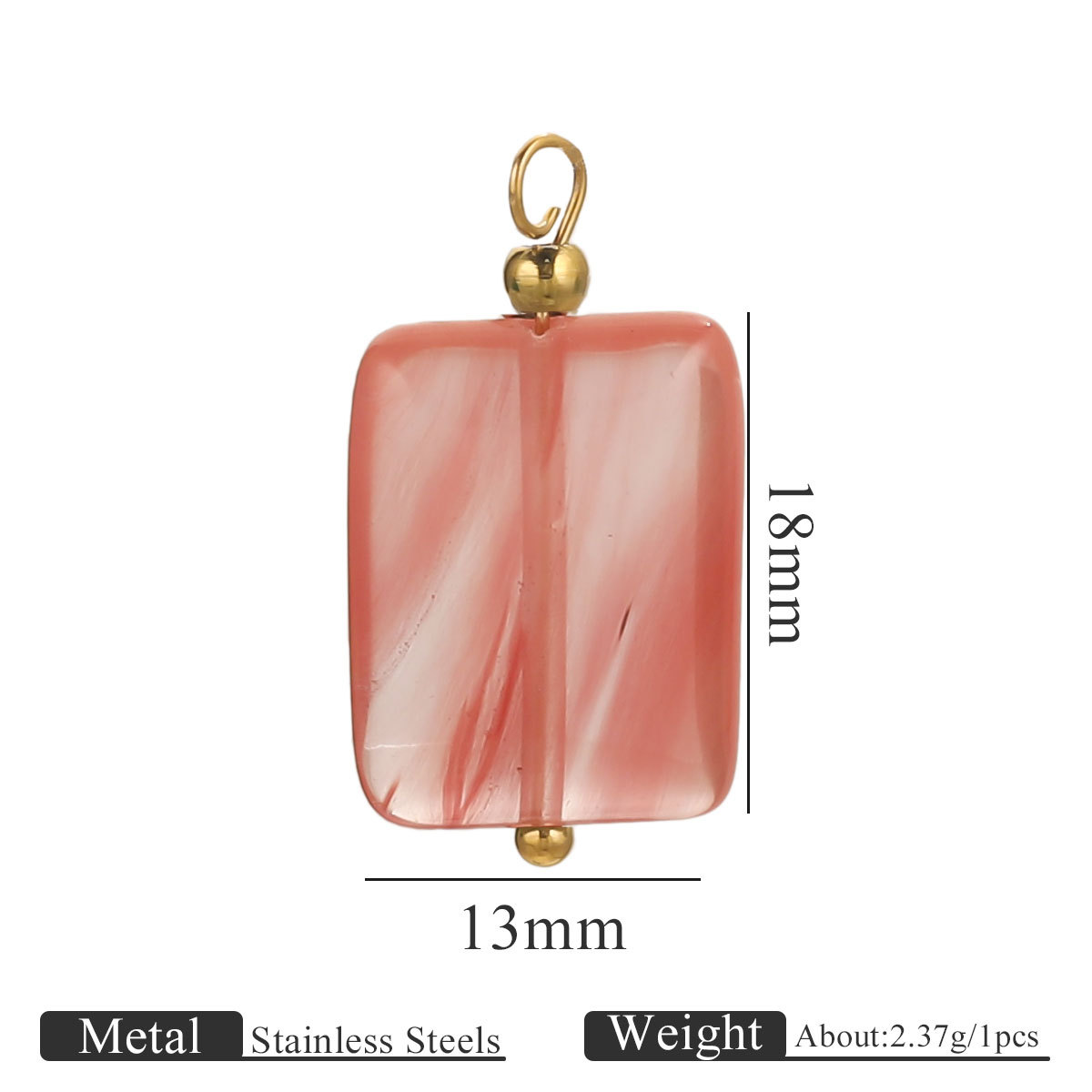 Piedra natural de acero inoxidable hecha a mano colgante colgante cuadrado DIY collar pendientes pulseras joyas accesorios al por mayor