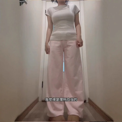 アリの腰のカジュアルな太もものズボンの女性の春の2025新型のゆったりしたストレートのズボンの高い腰の垂れ下がった感の長いスポーツのズボン