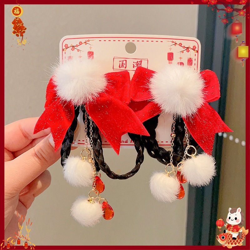 Horquilla Infantil con Borlas Chinas Hecha a Mano para Año Nuevo y Hanfu