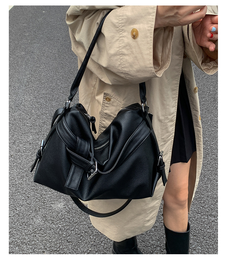 Mala tote vintage estilo coreano para mulher efeito motard_voghion.com