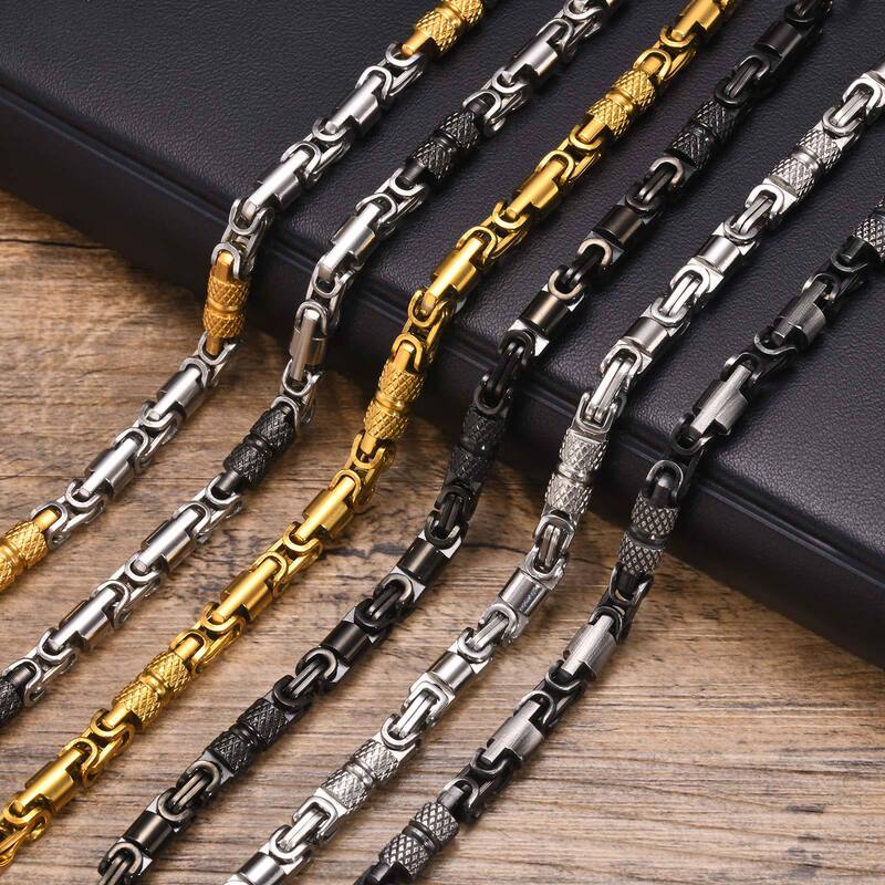 Stainless Steel Byzantine Handicraft Chain Bracelet Men's Room Electric Black Spring Creek Water Jewelry BR-1851 Stainless Steel Byzantine Handicraft Chain Bracelet Men's Room Electric Black Spring Creek Water Jewelry BR-1851