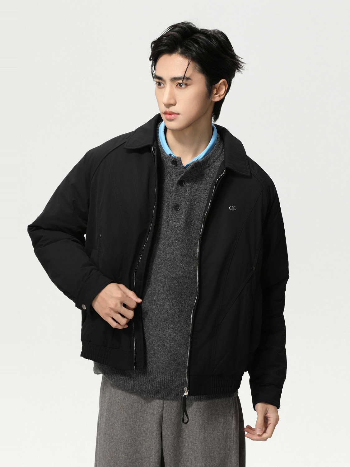 MTLCLOTHES Hombres| Cardigan con cremallera simple universal corto de herramientas casuales chaqueta de plumón chaqueta de moda