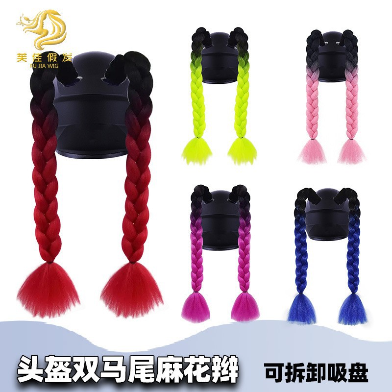 Peluca trenzada decorativa para casco de motocicleta