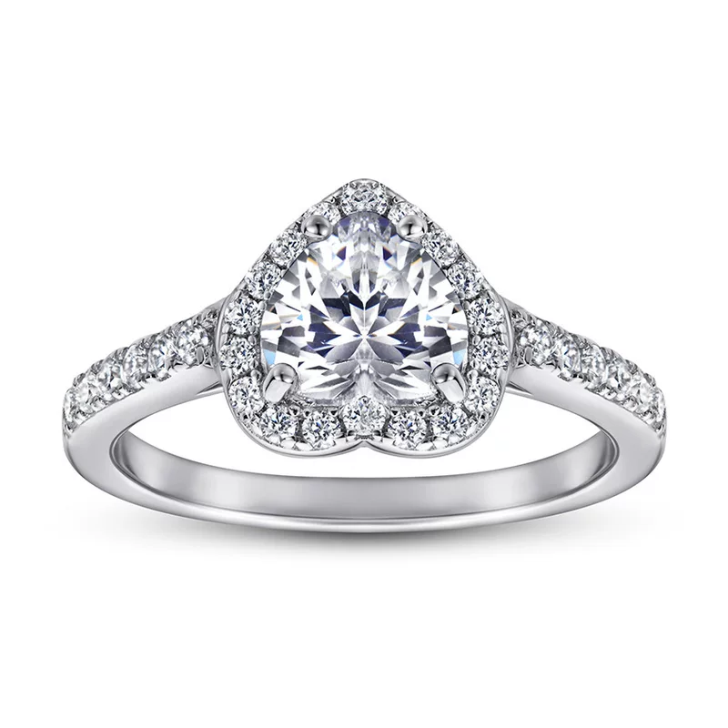 Wedding ring с цирконом в форме сердца, европейский стиль, образец серебро 925, (Physicals), Amazon