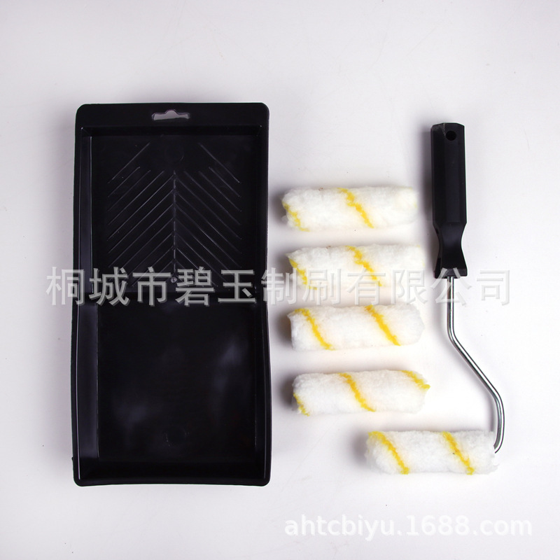 厂家批发 4寸黑色托盘套装 涤纶毛套替换装小迷你毛刷 装修涂装刷