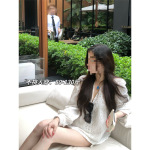 含金量敲绝！白色V领设计感衬衣 镂空刺绣法式蕾丝罩衫长袖上衣女