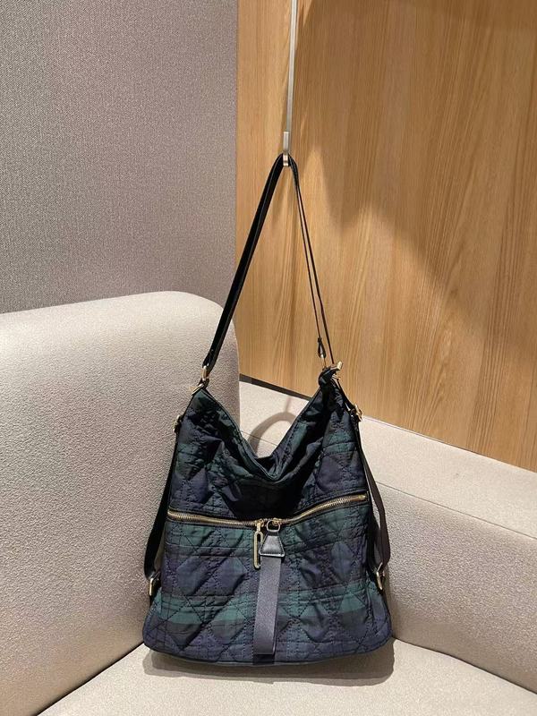 多功能尼龙布包女2025新款新潮单肩包网格双肩大容量休闲包斜跨包|undefined