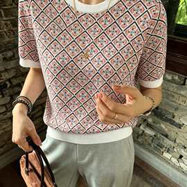 港米服饰/2026夏季新款冰丝印花短袖t恤女薄高级感莱赛尔天丝针