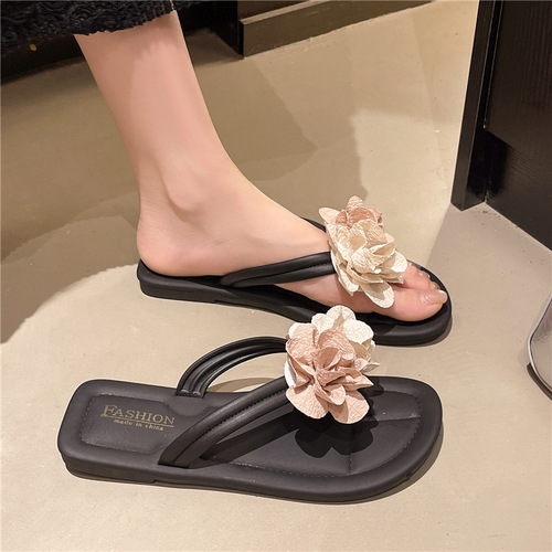 Stylish Flower Beach Sandals for Women - 2025 Summer New Arrival High-Quality Herringbone Slides - Versatile and Comfortable for Casual Wear