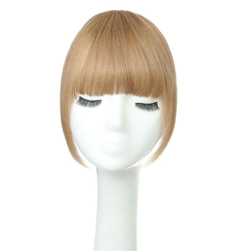 Flequillo francés de cabello humano real para mujeres, postizo de cabello real tejido a mano sin costuras, flequillo de aire.