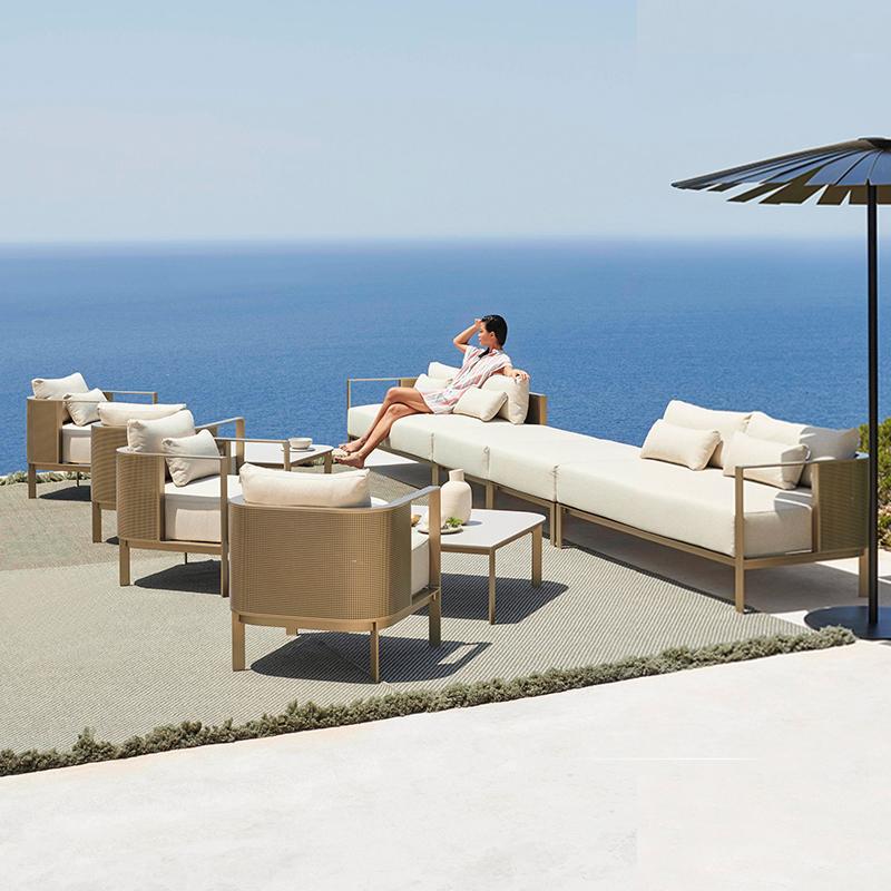 Sofá de acero inoxidable al aire libre patio terraza ocio muebles de metal a prueba de lluvia balcón de protección solar mesa de comedor ocio silla de comedor image 1