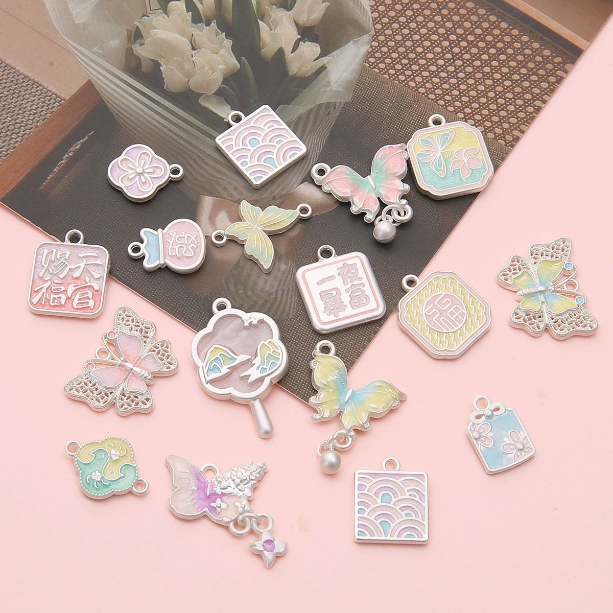 Metal Pendant (Heaven Official's Blessing) enamel charms, double-sided prints, assorted sizes