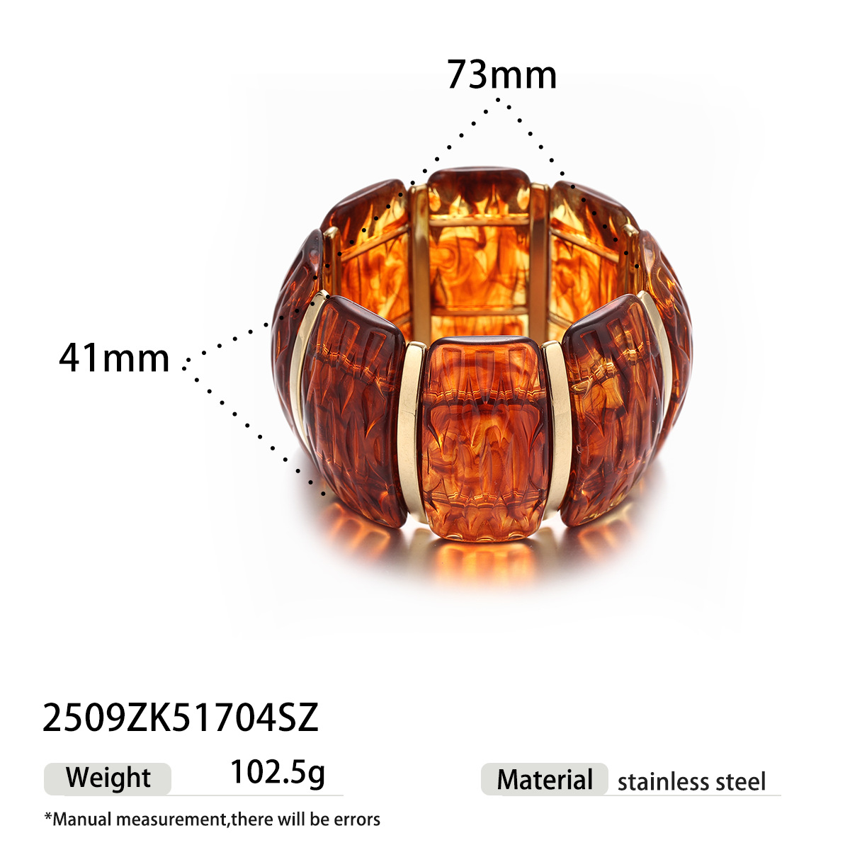 Tina estilo europeo y americano acrílico pulsera de acero inoxidable mujer alta sensación de joyería a rayas de color universal sentido de diseño cruzado image 15