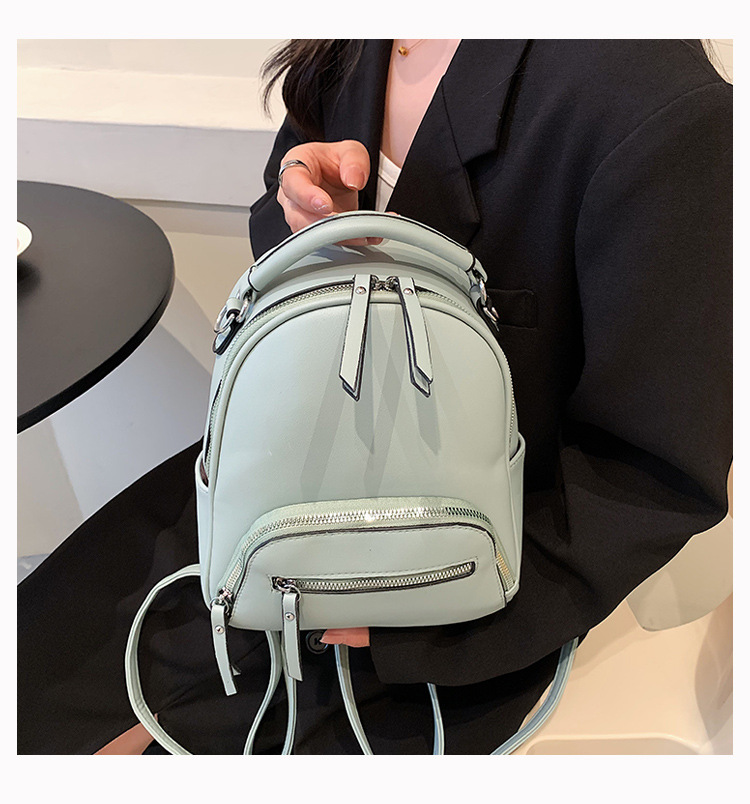 Fashionable And Versatile Solid Color Backpack Women's Urban Minimalist PU Business Backpack_voghion.com
