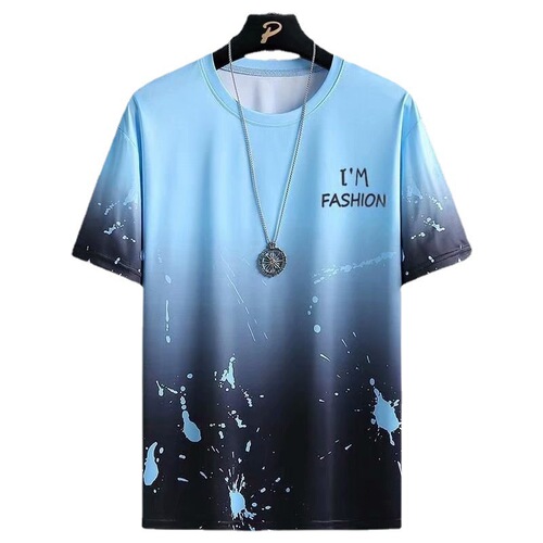 Summer Men's Fashion New Trend Streetwear Ice Silk Short Sleeve Ins Casual Summer Versatile Youth Men Loose T-Shirt