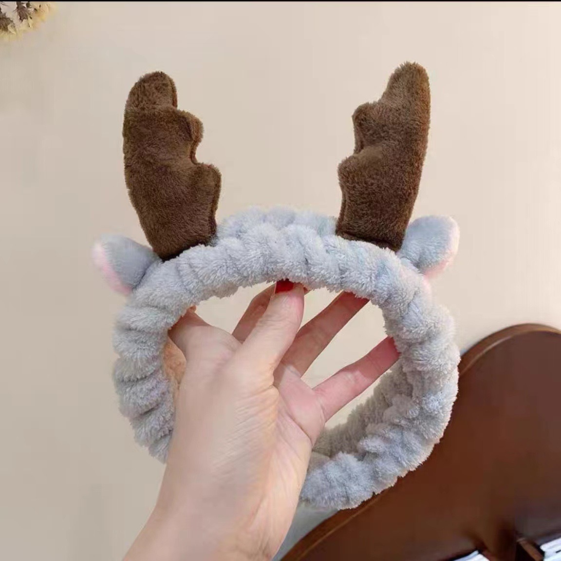 Caricatura verde rana correa de cabello mujer nuevo lindo gran ojo correa de cabello lavar la cara correa de cabello máscara de Navidad tocado