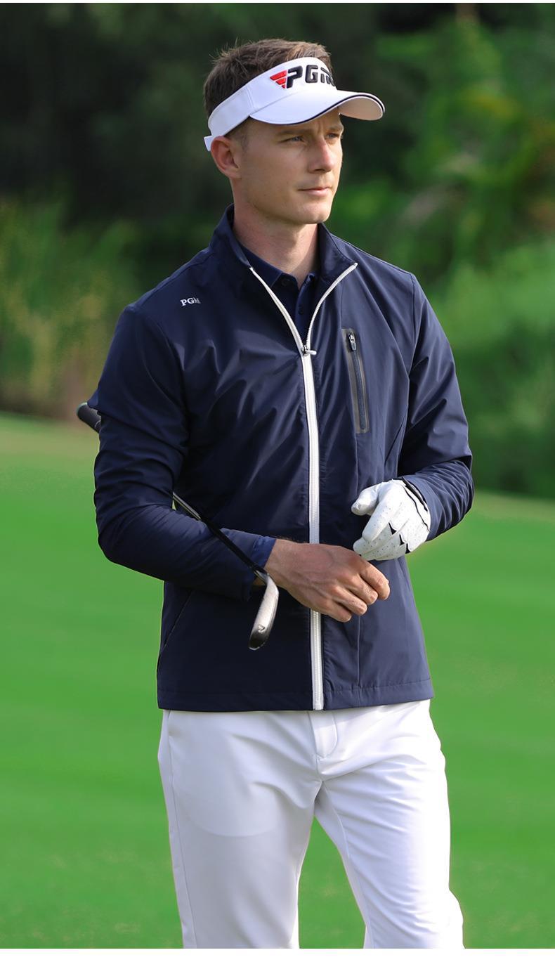 Áo khoác chống gió nam dài tay PGM Golf – thiết kế cổ đứng, nhẹ thoải mái — YF376 Áo khoác nam dài tay màu xanh nước biển, YF376 Áo khoác nam dài tay màu trắng, YF387 Áo khoác dây kéo dài tay nam màu trắng, YF376 Áo khoác nam dài tay màu đỏ chi tiết 8
