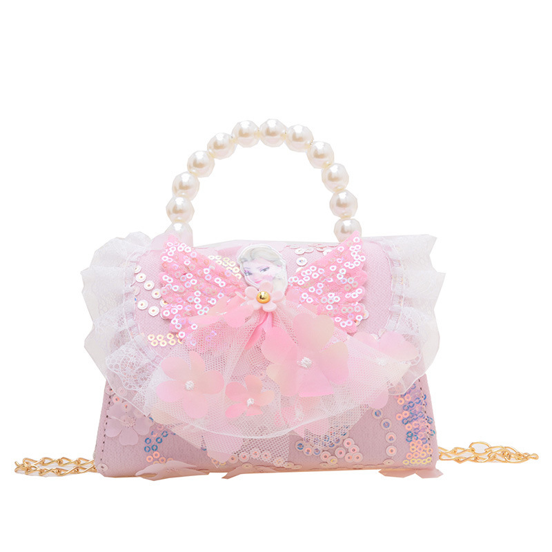 Bolsos infantiles, bolsos de moda princesa de perlas, bolsos de cambio de chicas lindas, bolsos de hombro de chicas