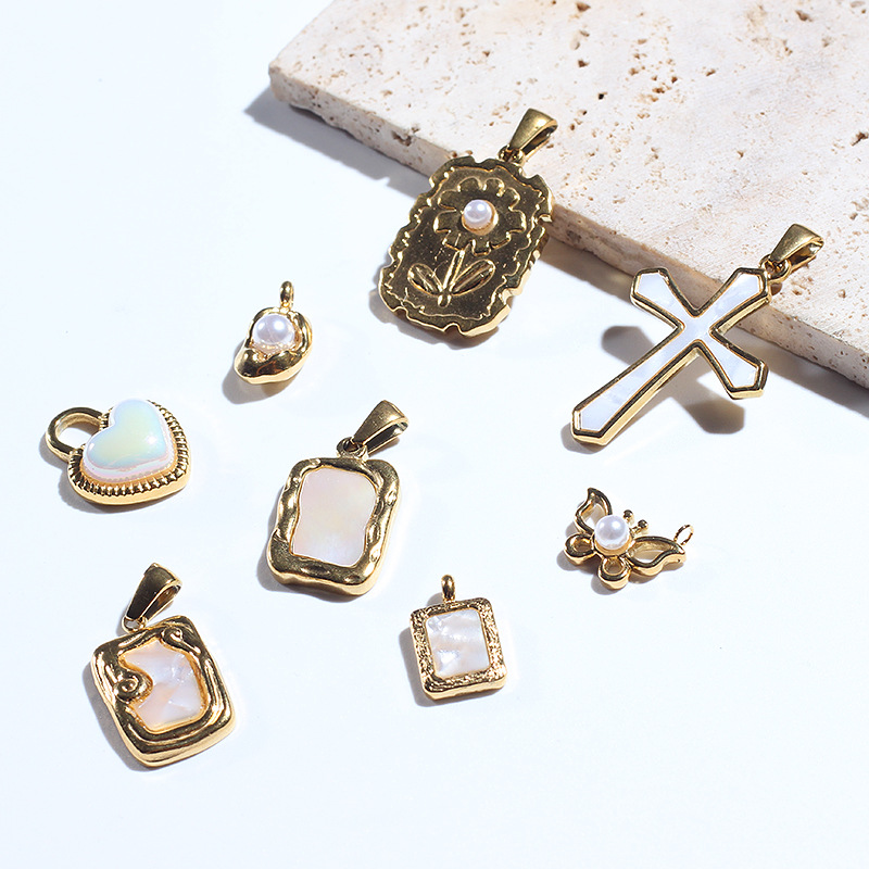 4g Weight Pendant Jewelry Making Type No Chain Chain Material 1 Piece Quantity Daily Occasion 304 Stainless Steel Material Cross, Heart Shape, Butterfly Pattern All Seasons Season Unisex Gender Polished Finish Retro Style 1 Piece 304 Stainless Steel Cross Heart Shape Butterfly Polished Pendant 2