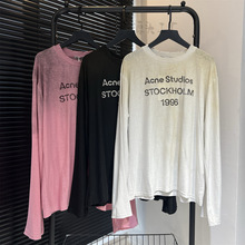 三标齐全实拍acne字母正确2025春夏新款AC1996做旧茶染防嗮T长袖