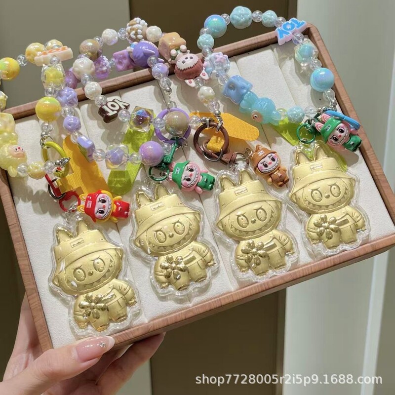 Shuibeike Same Style Pure Gold 999 Lucky Cat Pendant Doraemon Melody Kuromi Shin-Chan Bear Labubu Pendant