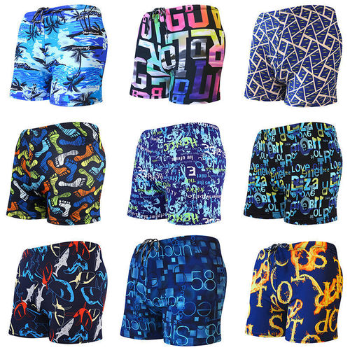 Running Volume Swim Trunks Men Anti-Embarrassment Adult Hot Spring Plus Size Printed Straight Leg Swim Trunks Factory Wholesale Quick-Dry Casual