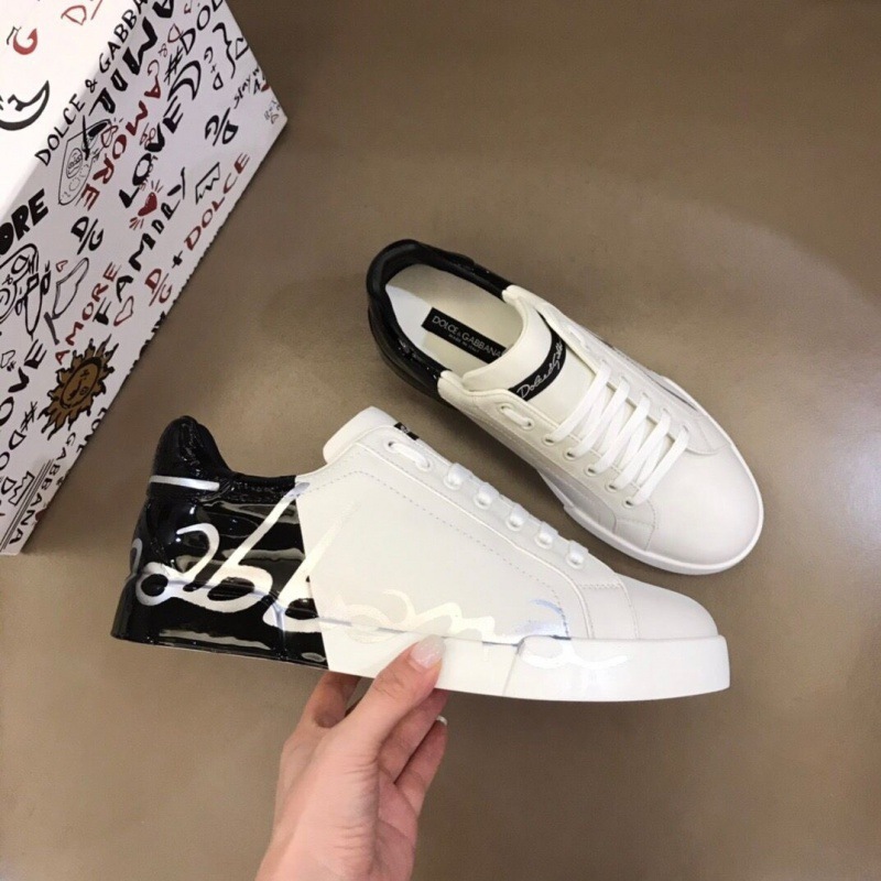 European D&G New Men's Shoes Graffiti Quality Assurance Men's Sneakers Versatile Trendy Shoes Casual White Shoes