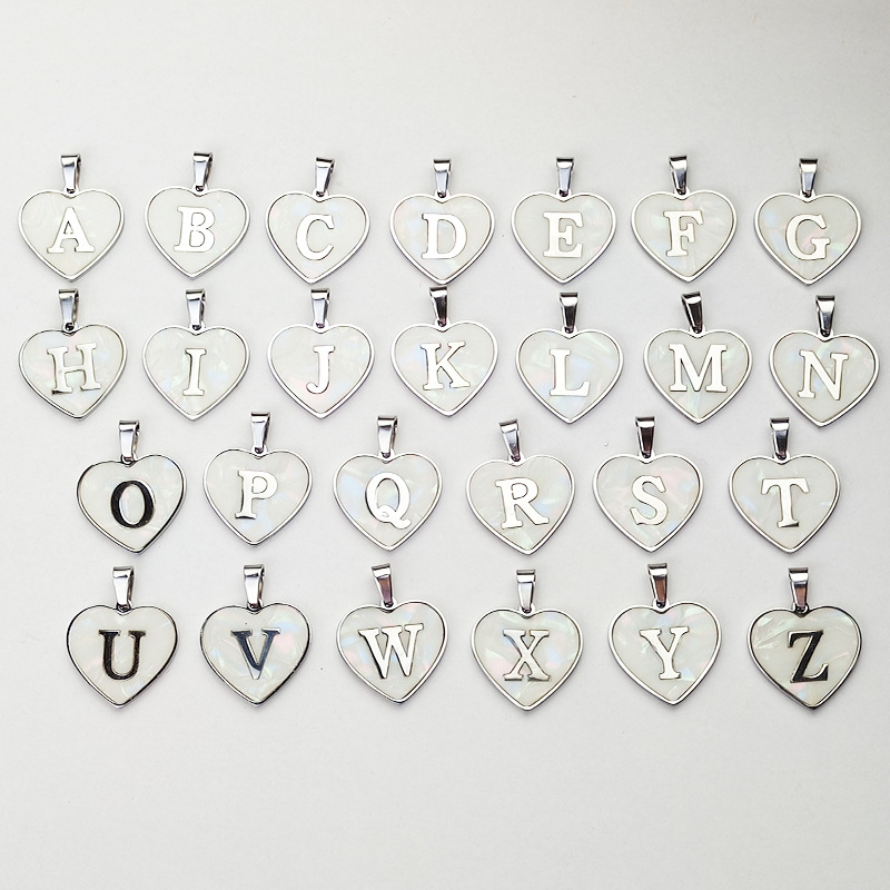 Casual, Daily Occasion Titanium Steel Material Wholesale Cute Sweet Letter Titanium Steel Plating Inlay Shell Pendant Necklace