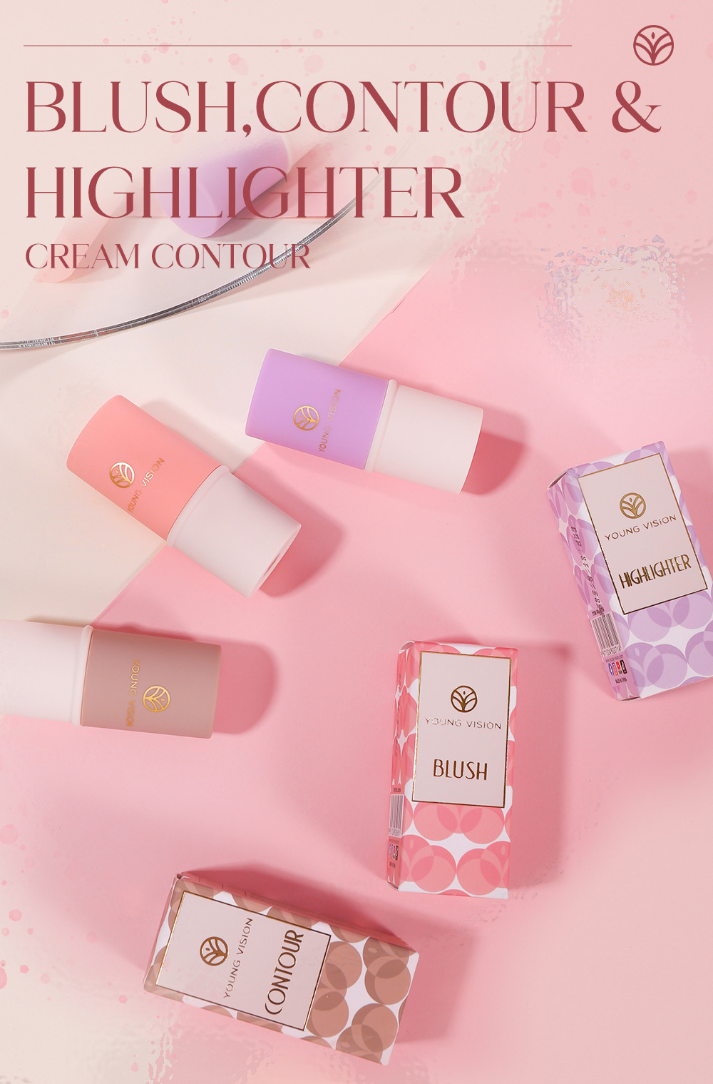 YOUNG VISION 3D High-gloss Contouring Stick, Lazy Person's Sleeping Eye Cream Makeup Stick Wholesale Cross-border Makeup Application Scenario