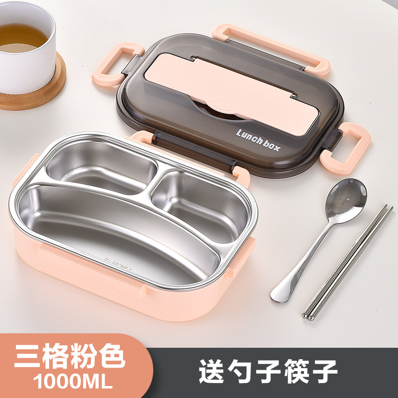 Caja de almuerzo aislada de acero inoxidable 304 para estudiantes de la escuela primaria grado alimenticio compartimento de los niños lonchera trabajador de oficina