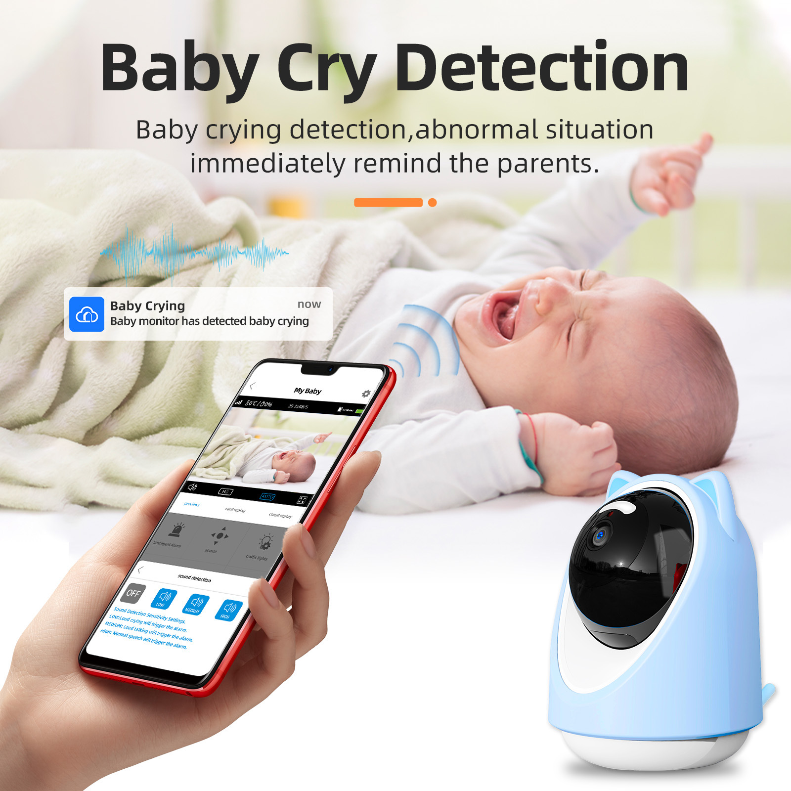 Monitor de Bebé 5G de Fábrica, Monitor de Bebé Remoto con Aplicación, Cámara Inteligente para Bebé Popular en el Extranjero