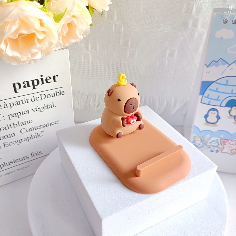 かわいいカピバラ立体公仔怠け者デスクトップスタンド創意携帯電話スタンド小プレゼント小置物|undefined