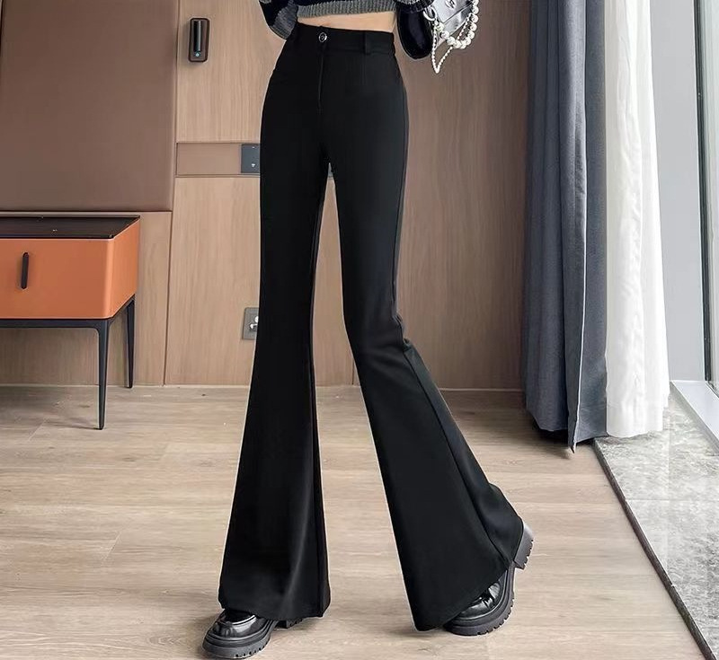 西装微喇叭裤女2025春夏新款高腰显瘦弹力小个子休闲拖地休闲裤|undefined