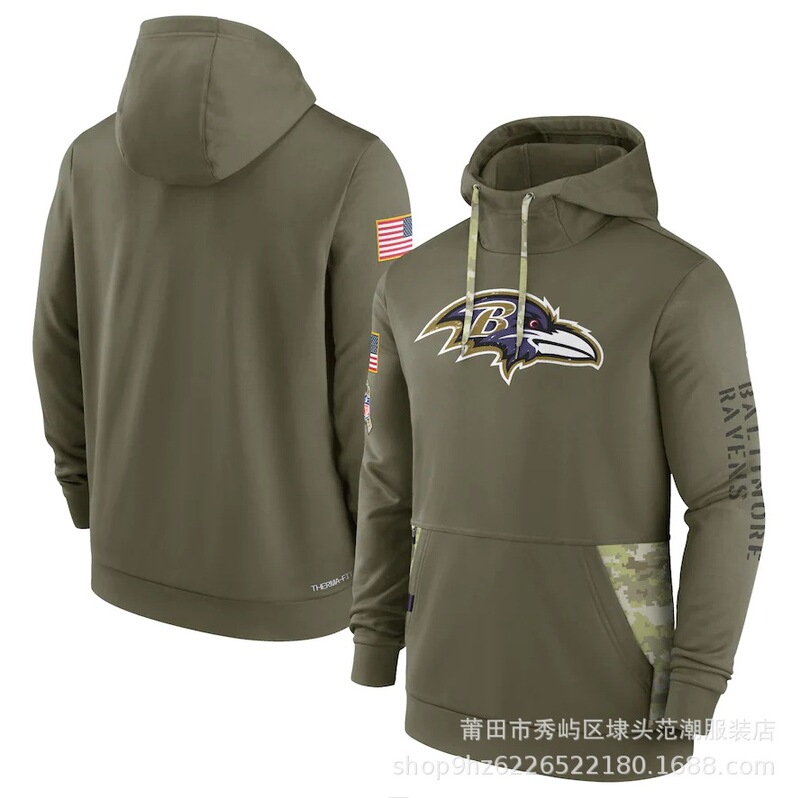 现货18军绿款nfl致敬版男士长袖卫衣运动健身连帽衫橄榄球运动|undefined