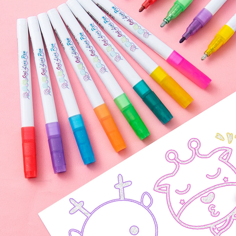 Liner, fluorescence set for students, simple and elegant design, 8 colors, DIY