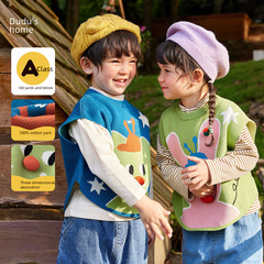 Dudu's Baby Vest Fall Children's Top Stylish Boys Knit Backless Top Autumn Outfit Girls' Coat Spring and Autumn Trendy