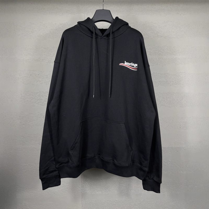 Correct Version Paris Ss25 Autumn and Winter New B Brand Coke Wave Classic Logo Embroidered Unisex Hooded Sweatshirt