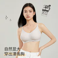 Увеличенная персиковая чашка Lucky Outer Expansion Нижнее белье Женское летнее тонкое маленькое нагрудное платье Показать грудь Большая мультяшная грудь Хлопковый мягкий бюстгальтер с поддержкой