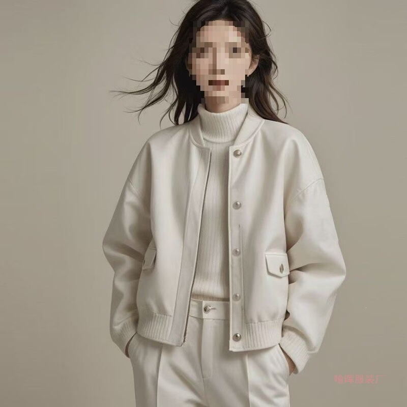 Baseball Jacket for Women, New Spring Korean Style, Loose Fit, Slimming Design, Versatile Trendy Casual Top, Beige Color